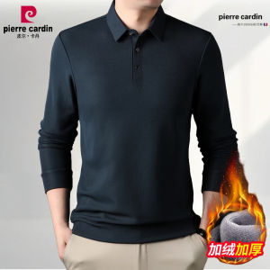 Áo Thun Tay Dài Lót Lông Cừu Dày Pierre Cardin Thời Trang Ấm Áp Màu Trơn Cổ Polo Nam Mùa Thu Đông Áo Thun Thường Ngày