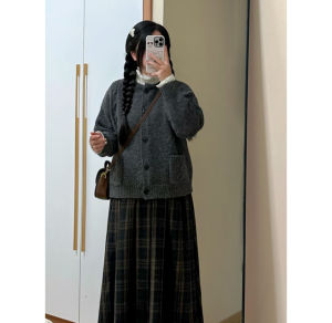 YUEZHONGWEI | Thick Warm Academic Style Grey Sweater Coat
