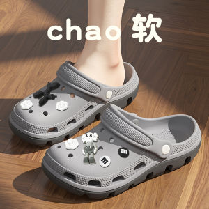 Mens Summer 2025 New Thick Bottom Anti-Slip Deodorant Driving Sandals Breathable Outdoor Two-Way Half Slippers Casual Style EVA Material