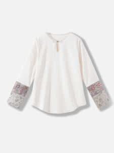 New Chinese Style Retro Button Shirt Long Sleeve Embroidered Slimming Anti-Aging Luxury Feel Womens Top round Neck Loose Fit