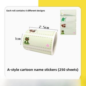 Cute Small Cartoon Childrens Name Stickers Non-Drying Adhesive Blank Label Paper Handwritten Stick English Teaching Aids