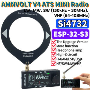 AMNVOLT V4 ATS MINI Si4732 DSP Radio LSB USB AM FM All Band Radio W/ Antenna 1.9inch IPS Screen Portable Pocket Radios ESP-32-S3