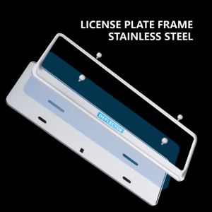 Car Plate Number Cover Stainless Steel License Plate Protector Car Plate Holder with Acrylic Cover