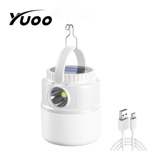 Yuoo 400W LED Solar Charging Light Energy-saving USB Bulb Night Market Lamp Outdoor Camping Power Outage Emergency Lamp