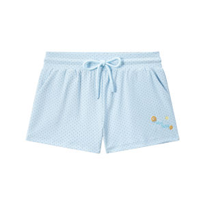 JNXS | Shimmer Letter Print Silk Velvet Embroidery Summer Shorts