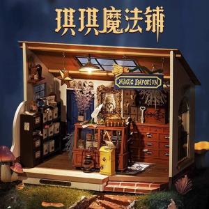 Rolife Magic Shop Handmade DIY Wooden Puzzle House Assembly Art Model Birthday Gift for Girls Static Model Building Dollhouse