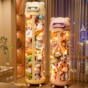 ถังเก็บของรูปตุ๊กตาผ้าขนสัตว์แบบมีซิปใสสำหรับเด็ก เครื่องมือจัดระเบียบสำหรับบ้านของเล่นกระต่ายขนนุ่มแบบพกพา