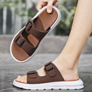 รองเท้าแตะชายหาดกันลื่นทนทานต่อการสึกหรอสำหรับผู้ชายในช่วงฤดูร้อน รองเท้าแตะพื้นหนาสำหรับขับรถ รองเท้าแตะกลางแจ้งแบบลำลอง รองเท้าแตะแบบสวมสบาย