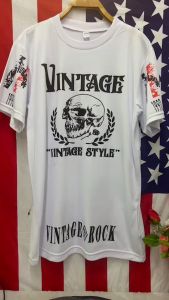 เสื้อยึดผ้ากีฬาผู้ชาย  คอกลมพิมพ์ลาย สีขาวผ้าไมโครใส่สะบาย