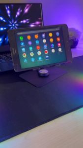 OLYPS 💻ขาตั้งแล็ปท็อป💻ที่วางโน๊ตบุ๊ค แท่นวางแล็ปท็อป 10-18 นิ้ว ตัวยึดพับแล็ปท็อปโลหะ หมุนได้ 360 องศา ปรับความสูงได้ ขาตั้งแท็บเล็ต การปรับมุม แท่นวางไอแพด Laptop stand