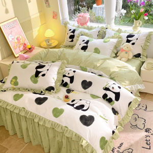 Princess Style Korean Cotton Bedding Set Four-Piece Girls Cute Bedding Quilt Coverlet Bed Sheet Three-Piece Bed Skirt