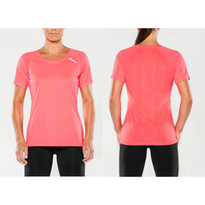 2XU Womens Short Sleeve T-Shirt Marathon Running Sport Fitness Lightweight Quick Dry Reflective Half Sleeve Breathable Tee