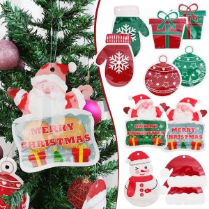 10/1Pcs Christmas Decoration Packaging Bag Cartoon Candy Biscuit Snacks Sealing Bag Plastic Gift Bag Festive Party Pendant Decor