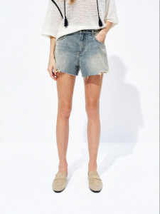 MO&Co. | Worn Denim Shorts Washed Frayed With Holes