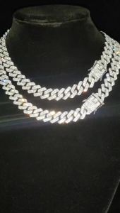 Men Women Hip Hop Rhombus Cuban Chain Iced Out Bling Necklace 14mm Width Chains Hiphop Crystal Necklaces Fashion Jewelry