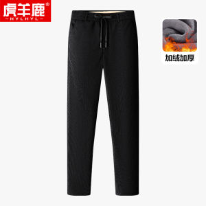 กางเกงลำลองผู้ชายผ้าคอร์ดูรอยหนา ทรงหลวม ทรงสุภาพบุรุษ ผ้าโพลีเอสเตอร์ ทรงตรง ฤดูหนาว กางเกงขายาวทรงหลวมสำหรับผู้ชาย