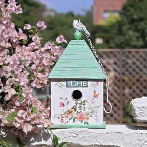 ตู้นกสไตล์ยุโรป ตกแต่งสวนกลางแจ้ง วัสดุเหล็ก สร้างสรรค์ สไตล์ยุโรป สำหรับตกแต่งบ้าน รูปตัว U ห้อยได้ 2 ชั้น