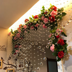Artificial Rose Vine Flower Wreath Plastic Plant Ladder Air Conditioner Pipe Wrapping Balcony Decoration Simulation Ornament