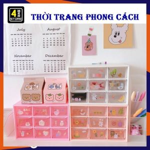 Hộp Nhựa Đựng Đồ 9 Ngăn Kéo Để Bàn / Kệ (Tủ) Mini Nhiều Ô Để Bàn Đựng Đồ Trang Sức Mỹ Phẩm - Hộp Nhựa Đa Năng 9 Ngăn Dễ Thương - Kệ Nhựa 9 Ô Nhỏ Gọn Để Đồ Cho Học Sinh