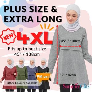 SummerGlitz Maternity & Nursing Extra Long PLUS SIZE Cotton Long Sleeve T-Shirt/Baju Mengandung Menyusu Labuh Selak