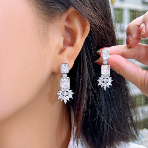 SEQUITO European Style Women Drop Earrings White Gold Plated Inlay AAAAA Cubic Zirconia High Quality Anniversary Jewelry Costume Jewellery SE895