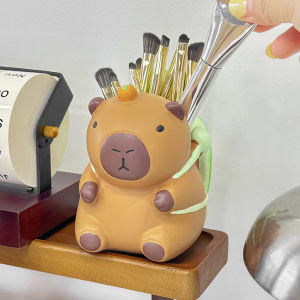 ที่ใส่ปากกาคาปิบาร่าน่ารักสร้างสรรค์ความจุขนาดใหญ่แบบพกพาแปรงแต่งหน้าผู้ถือกล่องเก็บเครื่องเขียนการ์ตูนอเนกประสงค์