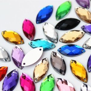 Acrylic Rhinestones Horse Eye Flat Bottom Hand Sewn DIY Clothing Accessories with Hole Fashion Jewelry Materials Pack