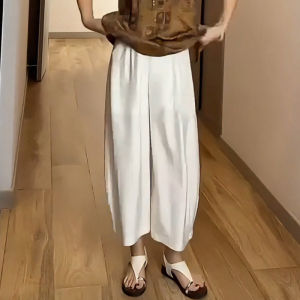 MEITESIJIAONU | Ivory Acetate Ice Silk Balloon Pants Light Weight Wide Leg 9-10 Length Summer Sun Protection