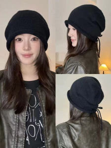 Mũ Len Dệt Kim Ấm Áp Phong Cách Nhật Bản Cho Nữ Mùa Thu Đông Đa Năng Thời Trang Cỡ Lớn Phù Hợp Với Mọi Khuôn Mặt
