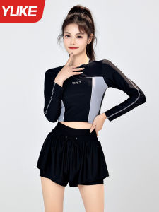 YUKE | Conservative Long Sleeve Swimsuit Suit for Overweight Females Slimming