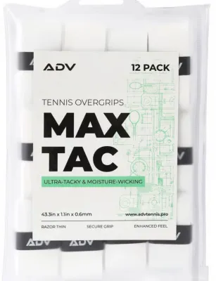 ADV MaxTac Tennis Overgrips (White) | [Ultra-Tacky] [Moisture-Wicking] [Sold per piece]