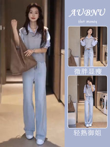 2025 Autumn Fashion Whole Set OOTD Matching This Years Popular Design Sense Fake Two-Piece Top Jeans Pants Set Womens Dress