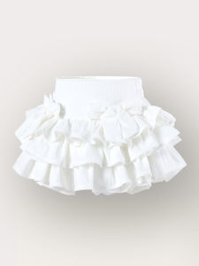 Girls Summer Puffy Skirt with Pants Half Skirt Sweet Style Cute Butterfly Knot A-Line Skirt Performance Cake Skirt Childrens Clothing