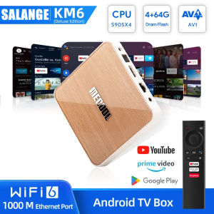 กล่องทีวี Salange Mecool KM6 สำหรับการดูแลงบัญชี 4GB/32GB/64GB รุ่น S905X4 ที่มี WiFi 6, Android 10.0 และคอมพิวเตอร์ LAN, BT 5.0 และ Smart TV อื่นๆ