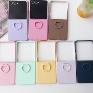 szhaiyu | For Samsung Galaxy Z Flip 8 Flip 7E 7 6 5 Liquid Silicone Shockproof Case With Large Window With Ring Gradient Soft Bumper Cover