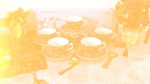 DOJO KOPIN 6 pasang cangkir teh set imlek series CNY motif flower KPC-04 / coffee tea set cup and saucer porcelain