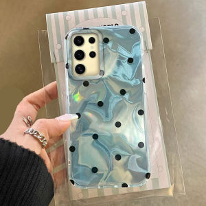 Korean Black Cirular Dots Water Texture Women Gilrs Phone Case For Samsung Galaxy S24 S22 S23 S25 S21 Plus S20 FE Ultra Cover
