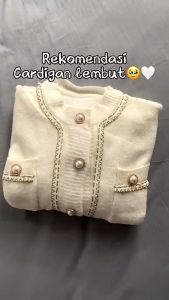 Cardigan Wol Rajut Korean Style List Full Mutiara/Cardigan Rajut Wanita Korean Style Knitwear