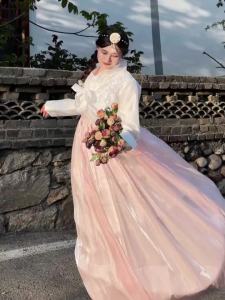 ชุดฮันบก ชุดเกาหลี ผู้หญิงระดับไฮเอนด์ของแท้ Yanji ที่นิยมในโลกออนไลน์ การถ่ายภาพ การเดินทาง ชุดพระราชวัง ชุดการแสดงประจำวัน นางฟ้าสุดๆ