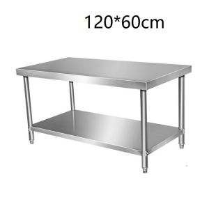 Stainless steel table workbench kitchen console packing table furniture 2 layer stainless