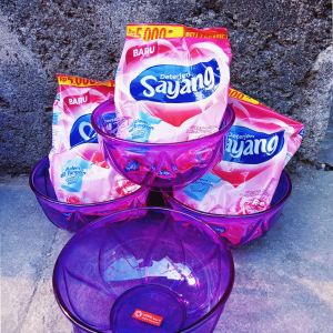 promo hemat paket mangkok bowl plastik yoyostar 1000ml+ sabun sayang bubuk kemasan 220 gram
