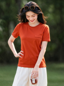 Basic House | Elegant Green Silk-Blend Short Sleeve T-Shirt