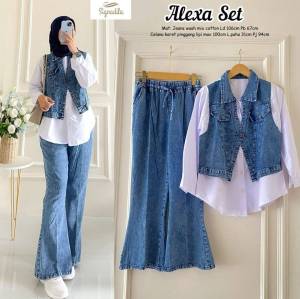 alexa set/alexa set jumbo/sasya set/setcel/setelan celana/setelan denim/setelan wanita/setelan jeans