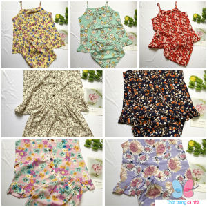 Đồ bộ 2 dây mặc nhà nữ từ 40kg - 45kg vải lụa mềm mát phối nút giả - BONU29