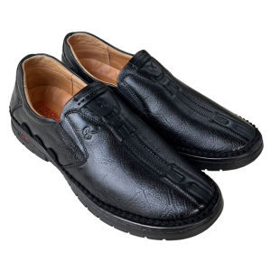 Giày lười da nam màu đen đề cao 3cm da bò thật thời trang nam cao cấp 303