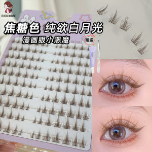 Brown Caramel Color Natural Sunflower Pure Desire Segmented Comic Eyelashes Easy to Use Artificial Fiber Eyelashes for Any Skin Type