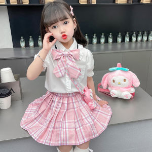 Girl. Children JK Uniform Skirt Suit Summer 2024 New Preppy Style Melody Princess Dress Son. Children Two-piece Set