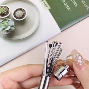 Bộ dụng cụ lấy ráy vệ sinh tai sáu món bằng thép không gỉ cao cấp hộp đựng bằng thép tiện lợi