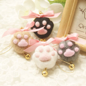 Wool Felt Poke Handmade DIY Material Package Cats Paw Ball Stuffed Cats Paw Doll Novice Zero Basic Keychain