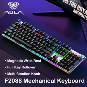AULA | AULA F2088 Mechanical Keyboard Retro Punk 104 Keys RGB Backlit Wired Anti-Ghosting Magnetic Wrist Rest for PC/Mac